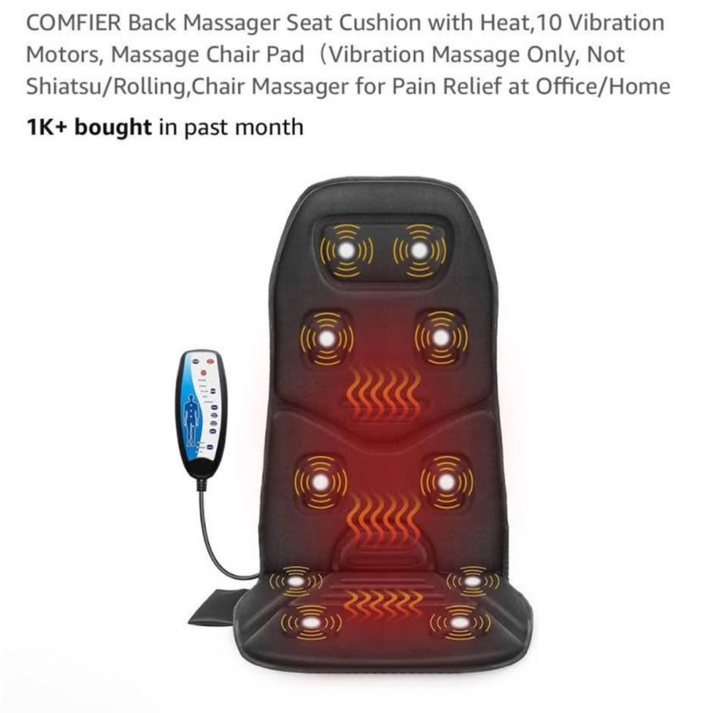 Black Massage Chair Pad with Heat and Vibration new